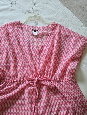 Talbots Pink and White Cover Up That Doubles As A Dress with Tie Waist